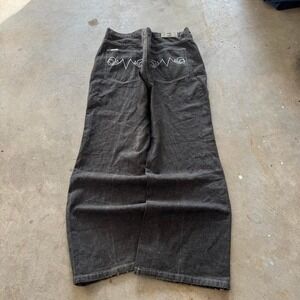 Baggy Black Crest Southpole Styl Denim Y2K Skater Vintage Jeans - 40x30